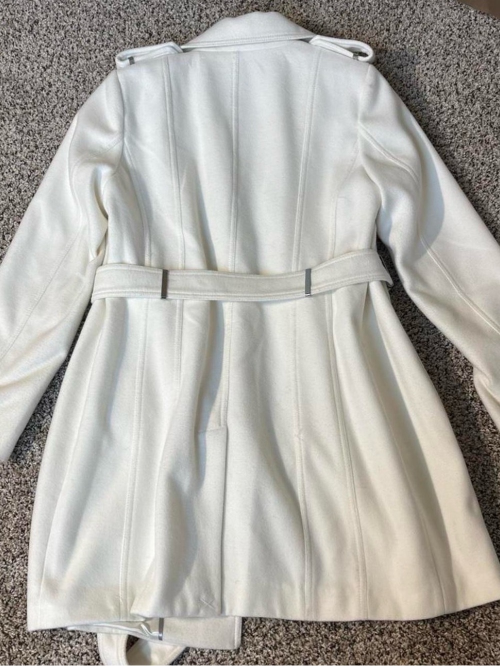 Calvin Klein White Belted Trench Coat Size M - Picture 4 of 6